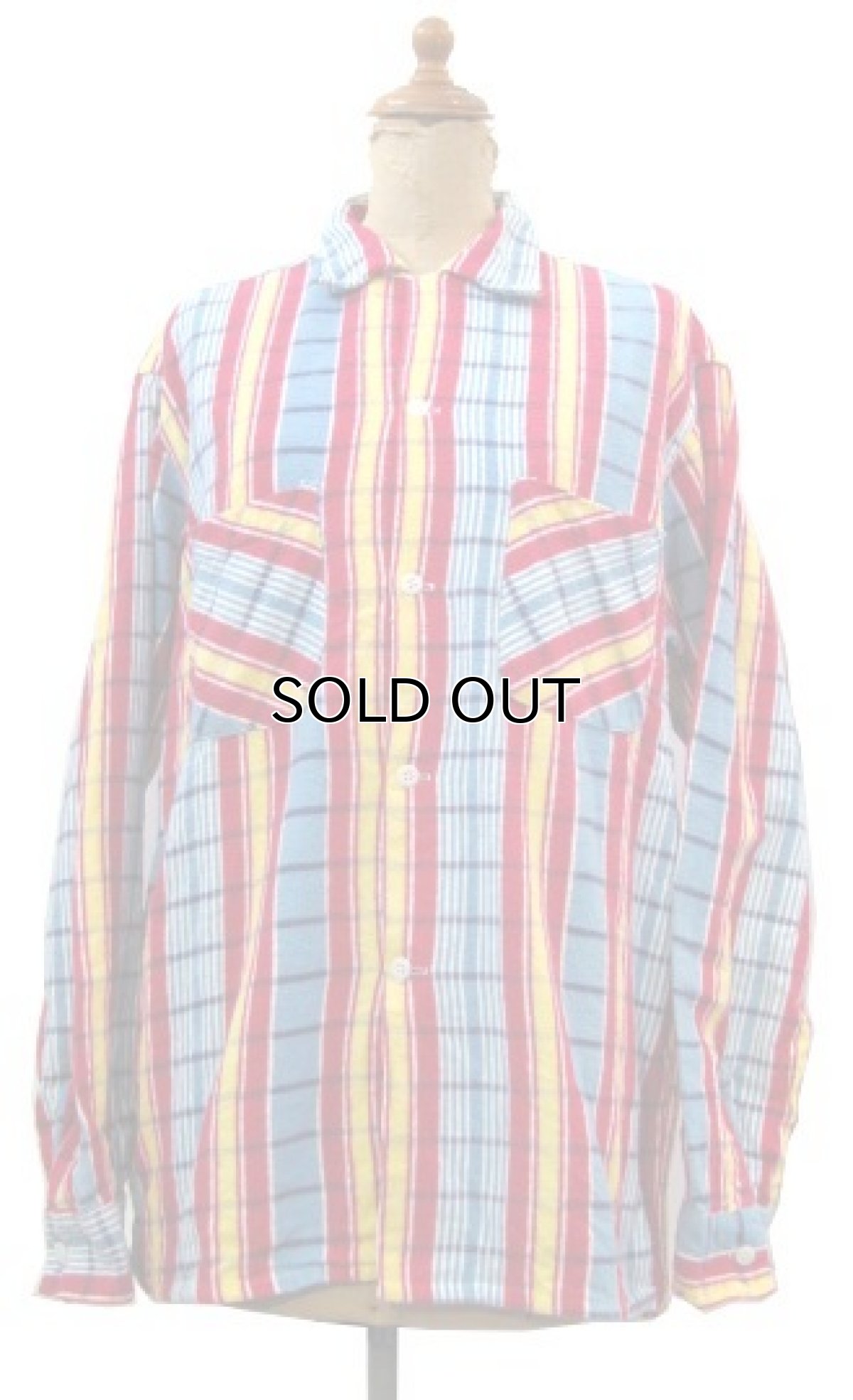 画像1: 1960's "Indian River" Print Flannel Box Shirts　Blue / Red / Yellow　size M (表記 M 15-15 1/2) (1)