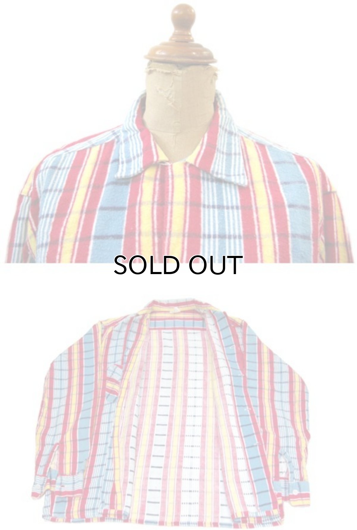 画像2: 1960's "Indian River" Print Flannel Box Shirts　Blue / Red / Yellow　size M (表記 M 15-15 1/2) (2)