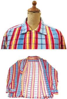 画像2: 1960's "Indian River" Print Flannel Box Shirts　Blue / Red / Yellow　size M (表記 M 15-15 1/2) (2)
