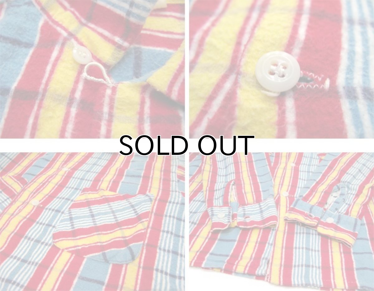 画像5: 1960's "Indian River" Print Flannel Box Shirts　Blue / Red / Yellow　size M (表記 M 15-15 1/2) (5)