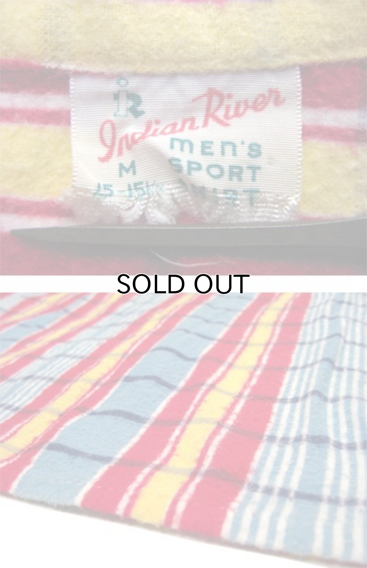 画像3: 1960's "Indian River" Print Flannel Box Shirts　Blue / Red / Yellow　size M (表記 M 15-15 1/2) (3)