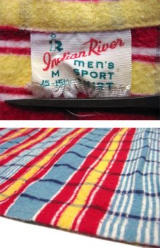 画像3: 1960's "Indian River" Print Flannel Box Shirts　Blue / Red / Yellow　size M (表記 M 15-15 1/2) (3)