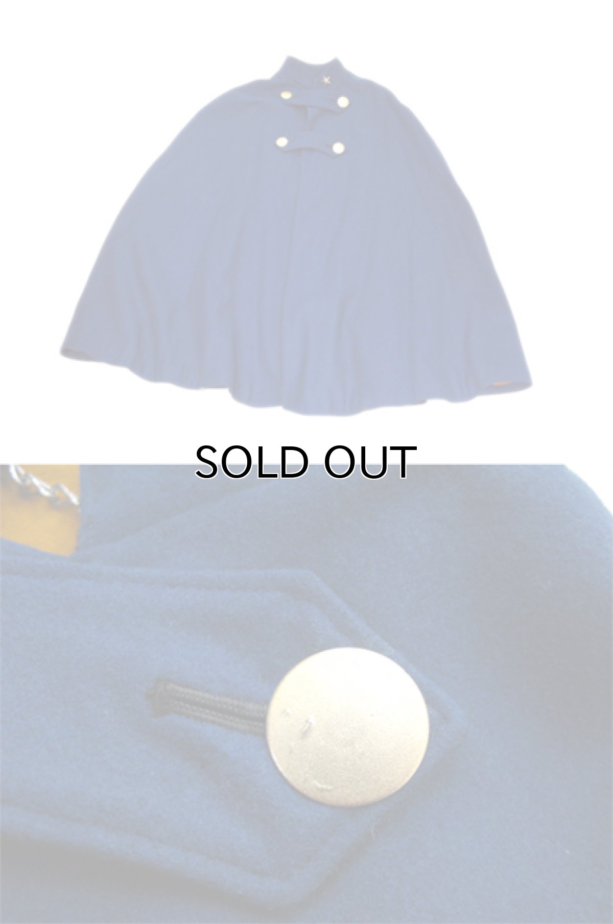 画像4: 1940's "BRUCKS" Melton Wool Cape　Blue / Mustard　size Free (4)