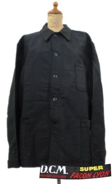 画像1: 1950's French "D.C.M" Cotton Moleskin Jacket Dead Stock　BLACK　size L (表記 50) (1)