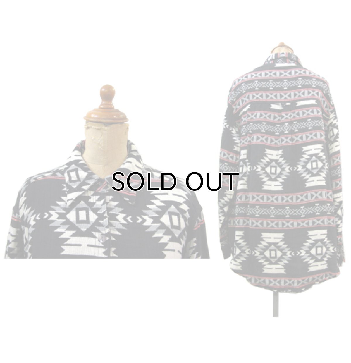 画像2: 1980's "CHICO'S DESIGN" Native Pattern Rayon Shirts BLACK size M (表記 1) (2)