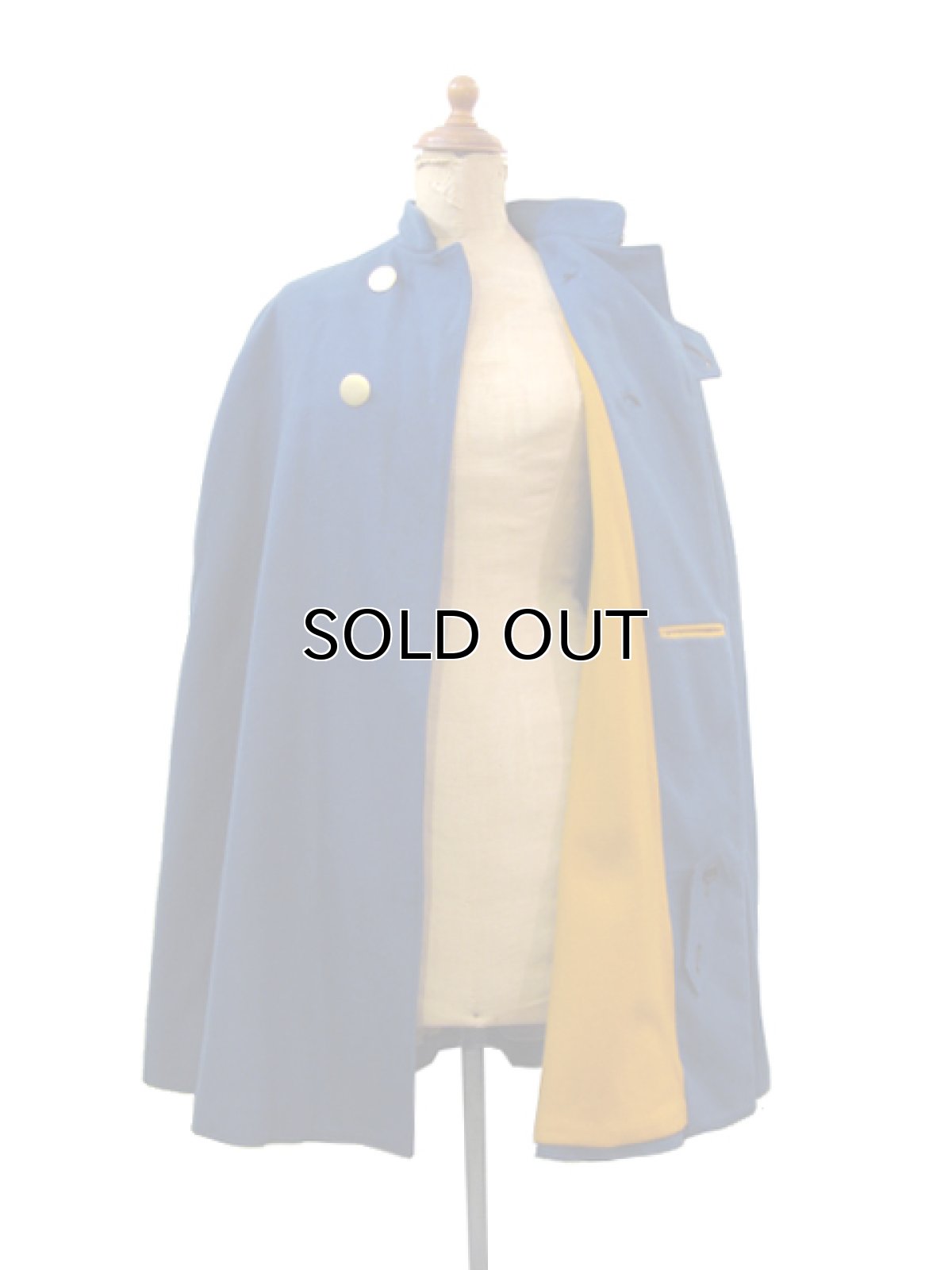 画像3: 1940's "BRUCKS" Melton Wool Cape　Blue / Mustard　size Free (3)