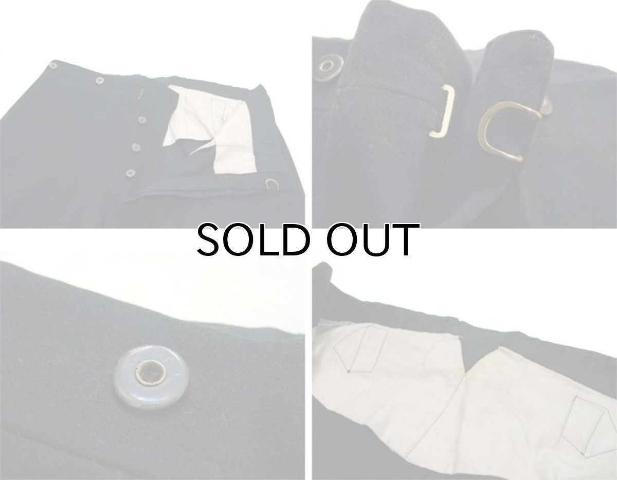 画像4: A) ~1940's Europe Wool Trousers with Suspenders Button BLACK size 29 ~ 31 inch (4)