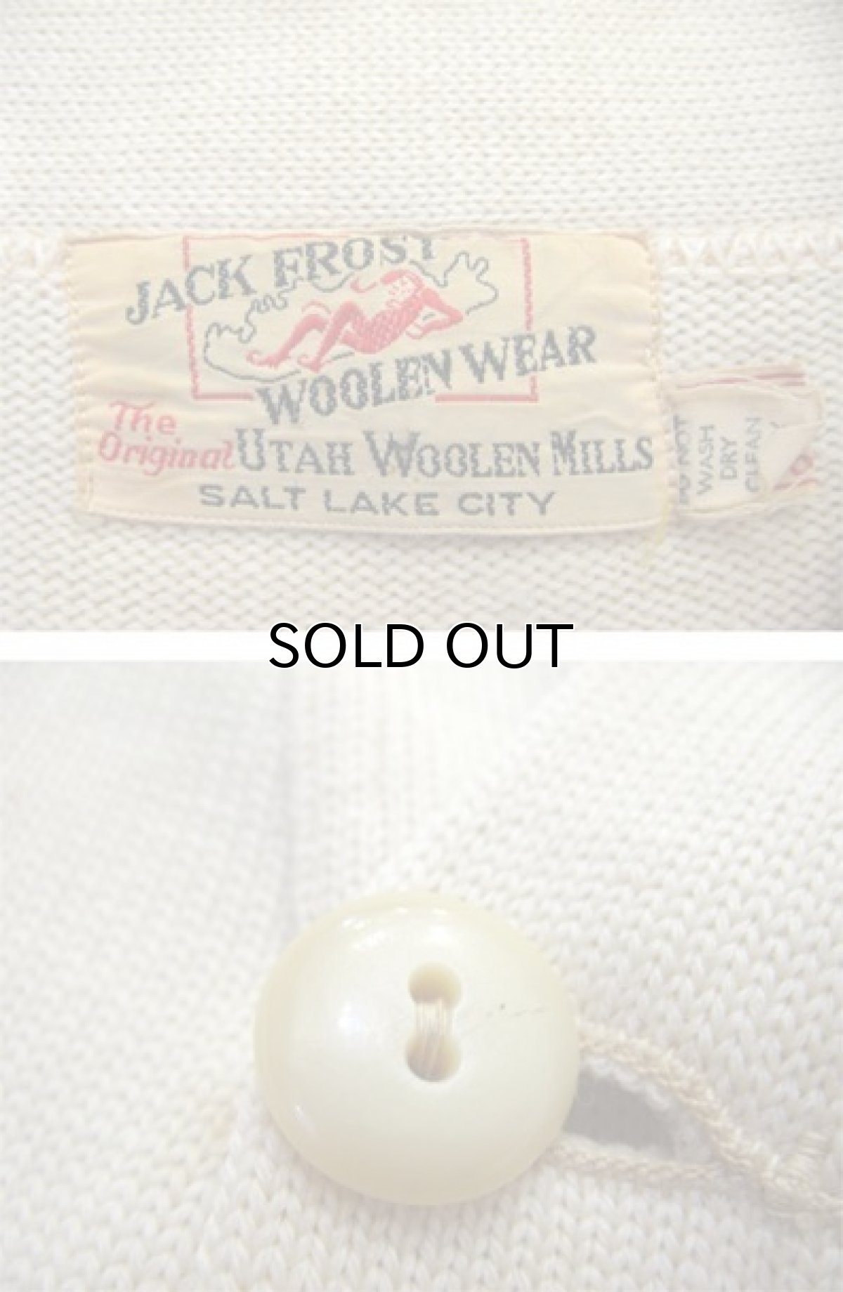 画像4: 1950's "Jack Frost Woolen Wear" Lettered Cardigan Natural size M - L (表記 不明) (4)