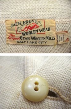 画像4: 1950's "Jack Frost Woolen Wear" Lettered Cardigan　Natural　size M - L (表記 不明) (4)