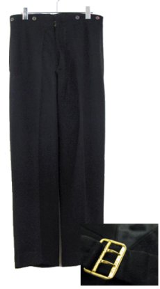 画像1: A) ~1940's Europe Wool Trousers with Suspenders Button　BLACK　size 29 ~ 31 inch (1)