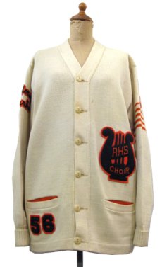 画像1: 1950's "Jack Frost Woolen Wear" Lettered Cardigan　Natural　size M - L (表記 不明) (1)