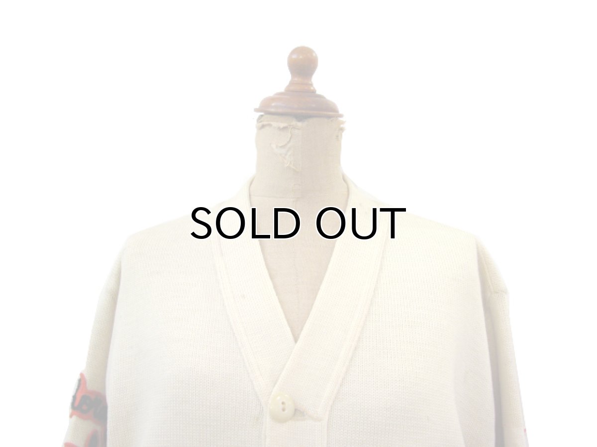 画像2: 1950's "Jack Frost Woolen Wear" Lettered Cardigan Natural size M - L (表記 不明) (2)