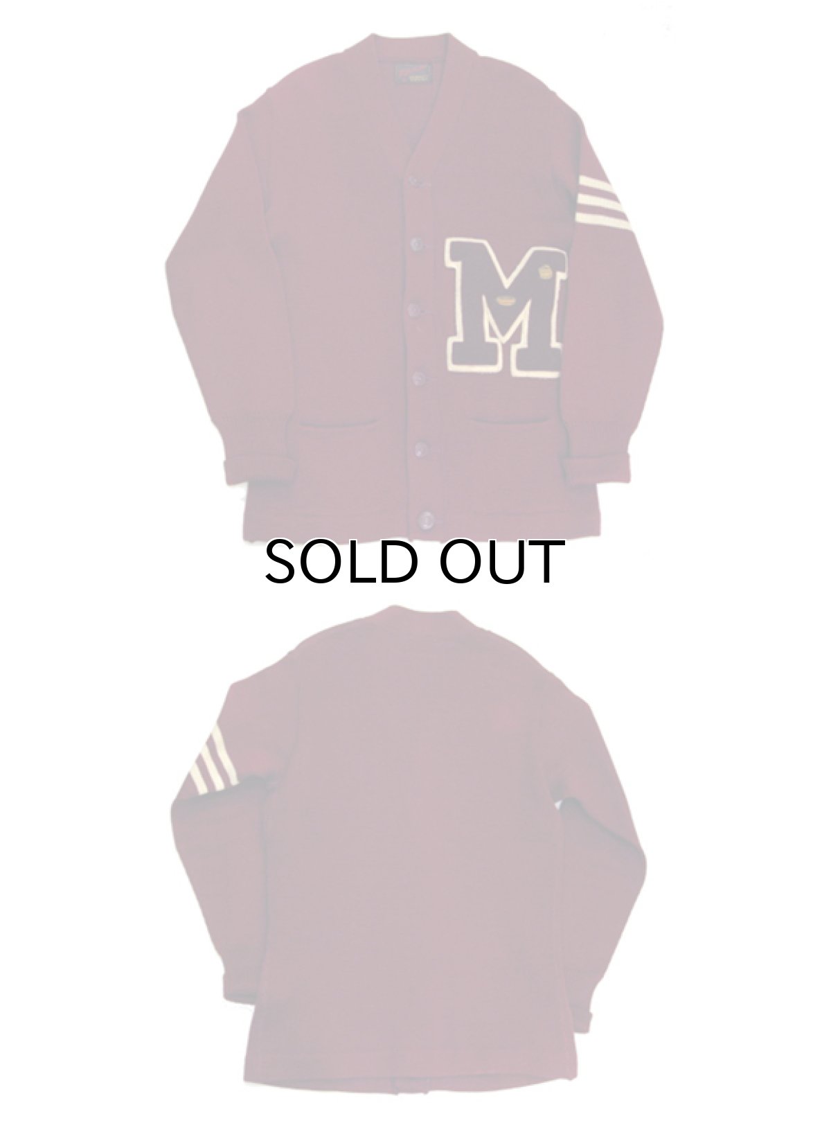 画像4: 1950's "WIL WITE" Lettered Cardigan　BURGUNDY　size S - M (表記 なし) (4)