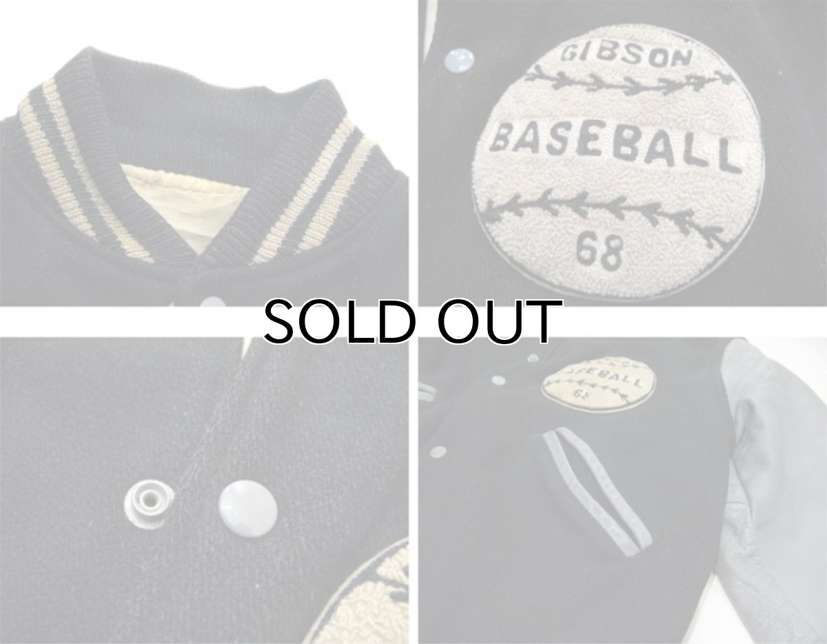 画像5: 1960's Melton / Leather Stadium Jacket　Black / Grey　size M - L (表記 不明) (5)