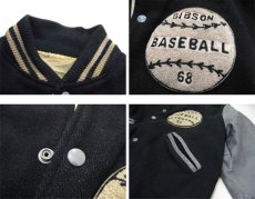 画像5: 1960's Melton / Leather Stadium Jacket　Black / Grey　size M - L (表記 不明) (5)