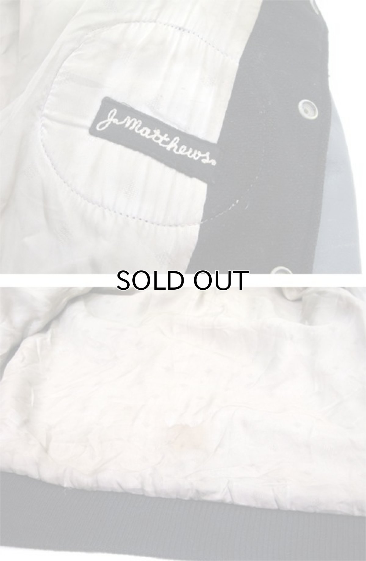 画像4: 1960's Melton / Leather Stadium Jacket　Black / Grey　size M - L (表記 不明) (4)