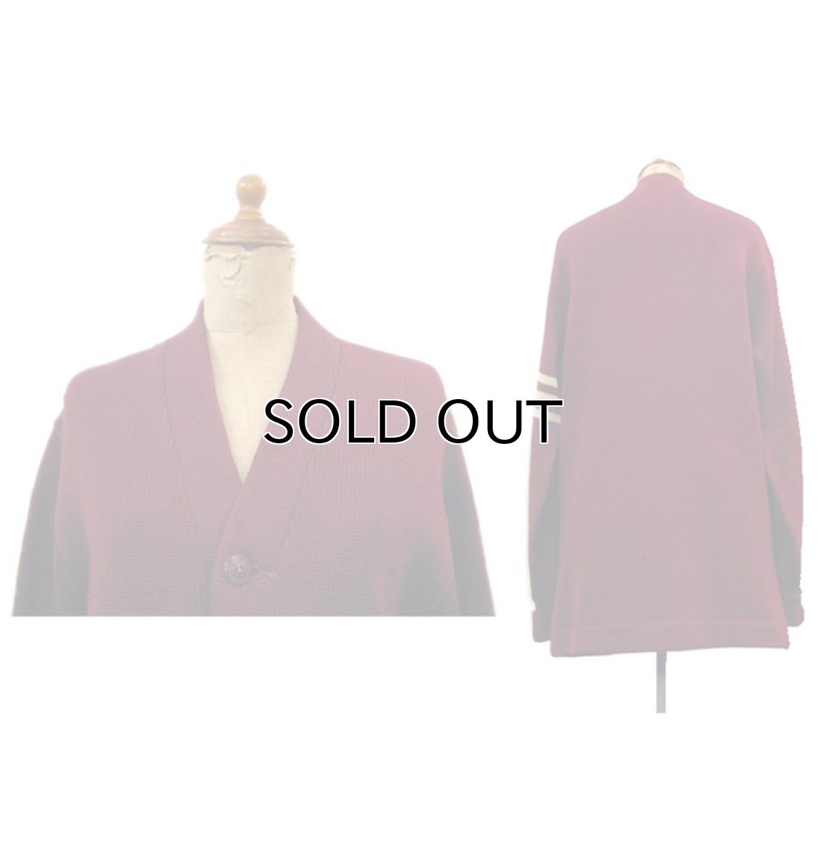 画像2: 1950's "WIL WITE" Lettered Cardigan　BURGUNDY　size S - M (表記 なし) (2)