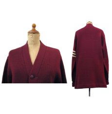 画像2: 1950's "WIL WITE" Lettered Cardigan　BURGUNDY　size S - M (表記 なし) (2)