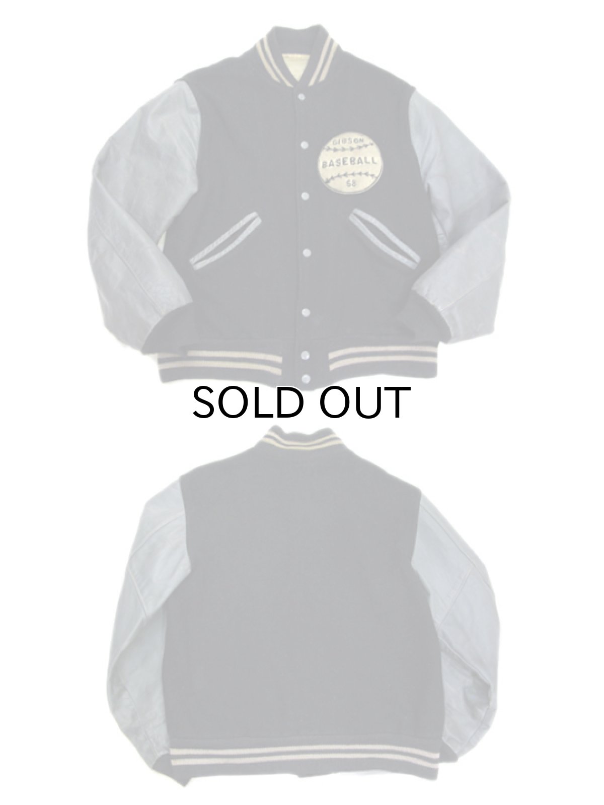 画像3: 1960's Melton / Leather Stadium Jacket　Black / Grey　size M - L (表記 不明) (3)