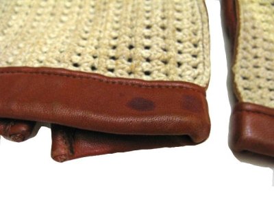 画像2: Leather / Cotton Knit Groves　color : Red Brown / Beige