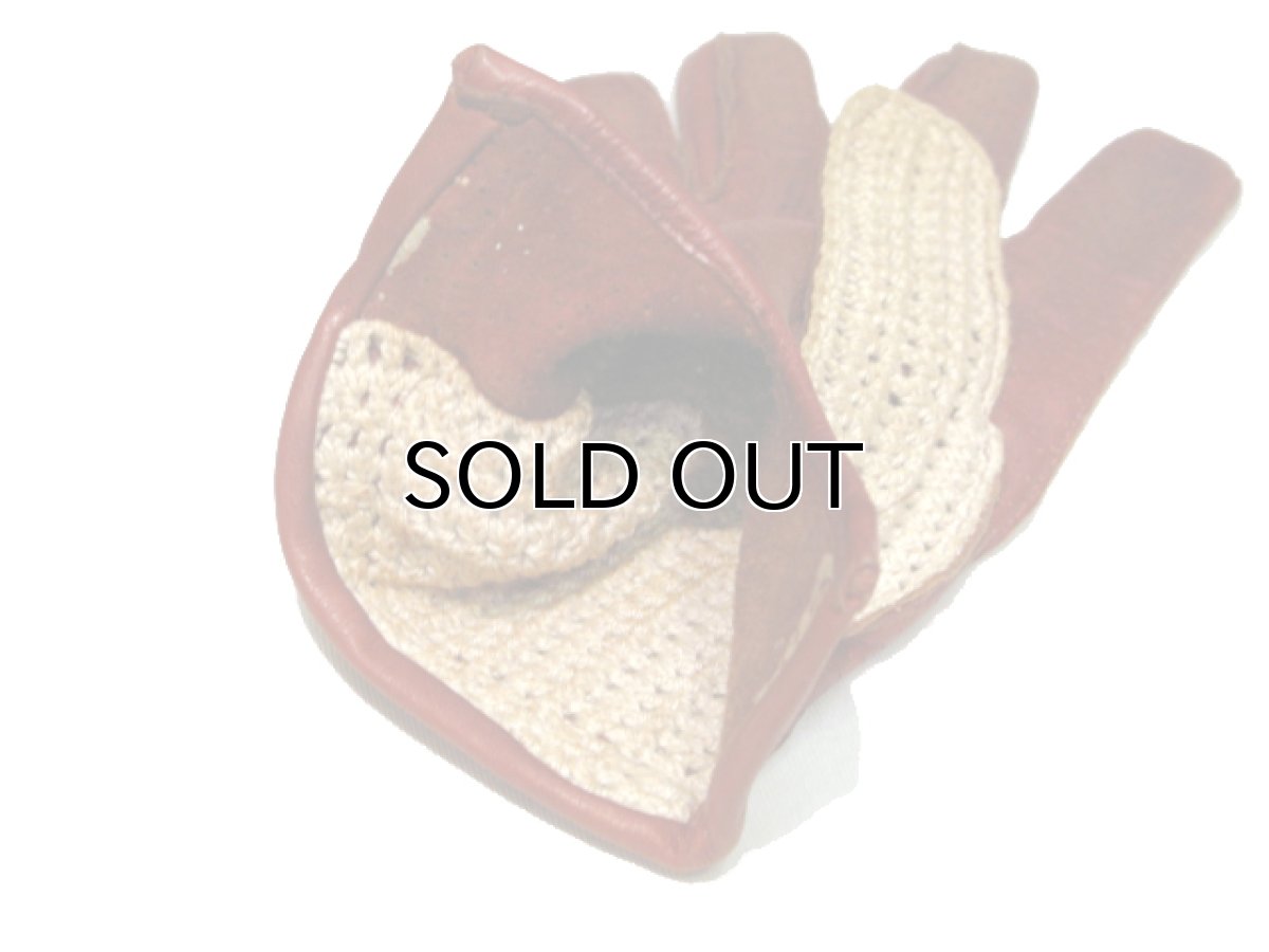 画像4: Leather / Cotton Knit Groves　color : Red Brown / Beige (4)