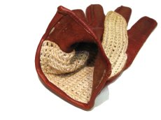 画像4: Leather / Cotton Knit Groves　color : Red Brown / Beige (4)