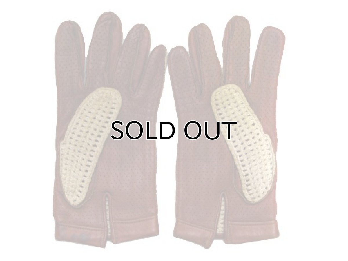 画像3: Leather / Cotton Knit Groves　color : Red Brown / Beige (3)