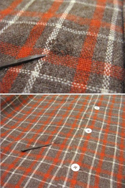 画像2: ~1950's "Stuart-Gordon" L/S Wool Box Shirts　Brown / Orange　size M - L (表記 M)