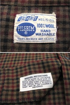 画像4: 1960's PILGRIM" L/S Wool Box Shirts　Brown / Maroon / Black　size M - L (表記 M 15 - 15 1/2) (4)