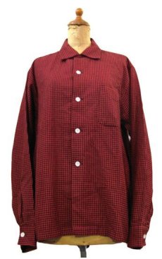 画像1: 1950's~ "Fruit of the Loom" Hound's tooth Flannel Box Shirts DEAD STOCK　RED　size M (表記 M 15 - 15 1/2) (1)