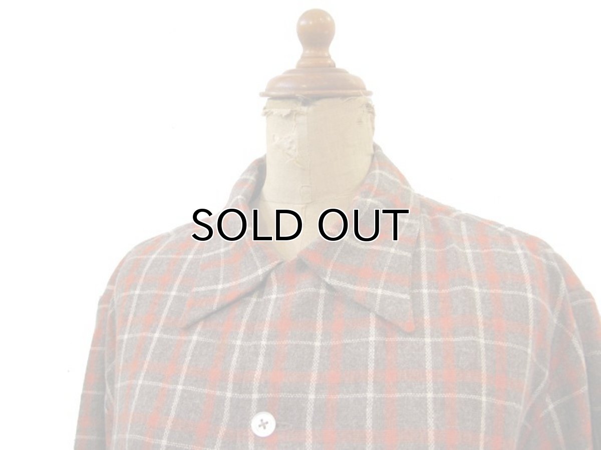 画像3: ~1950's "Stuart-Gordon" L/S Wool Box Shirts　Brown / Orange　size M - L (表記 M) (3)