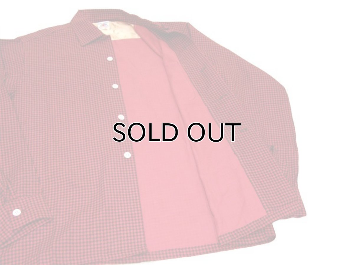 画像5: 1950's~ "Fruit of the Loom" Hound's tooth Flannel Box Shirts DEAD STOCK RED size M (表記 M 15 - 15 1/2) (5)
