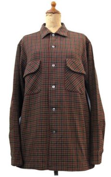 画像1: 1960's PILGRIM" L/S Wool Box Shirts　Brown / Maroon / Black　size M - L (表記 M 15 - 15 1/2) (1)