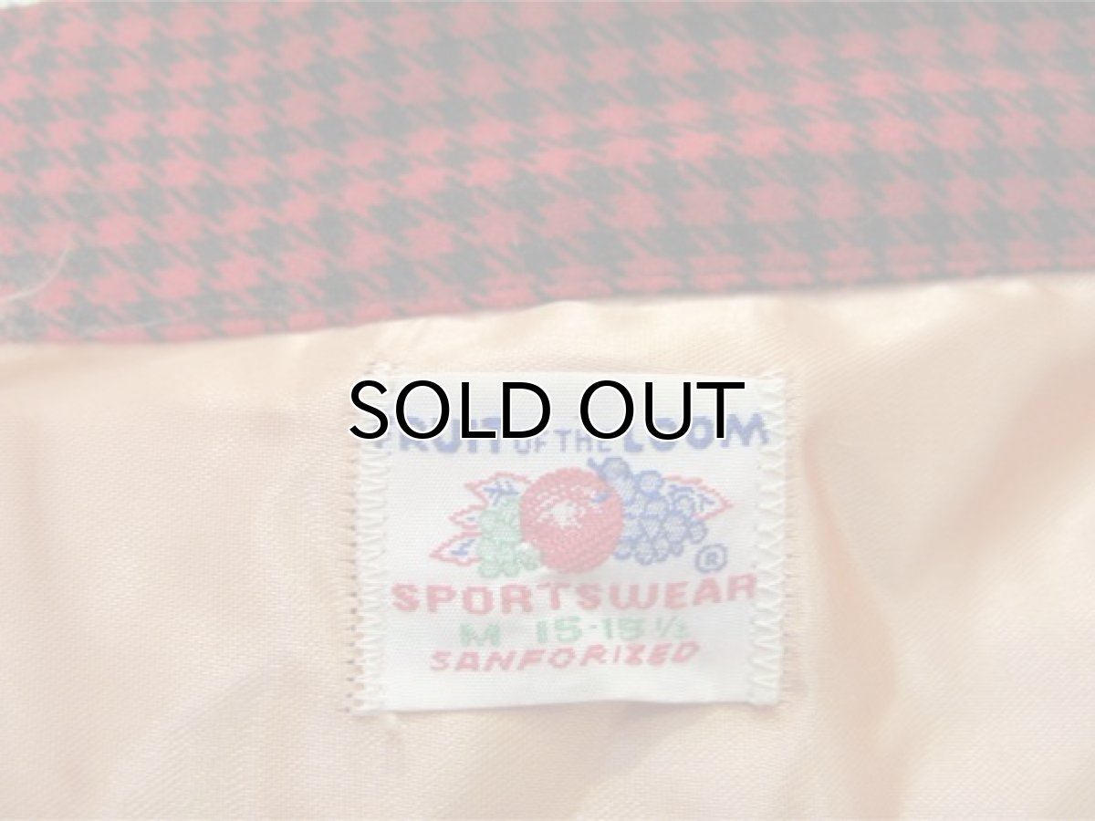 画像3: 1950's~ "Fruit of the Loom" Hound's tooth Flannel Box Shirts DEAD STOCK RED size M (表記 M 15 - 15 1/2) (3)