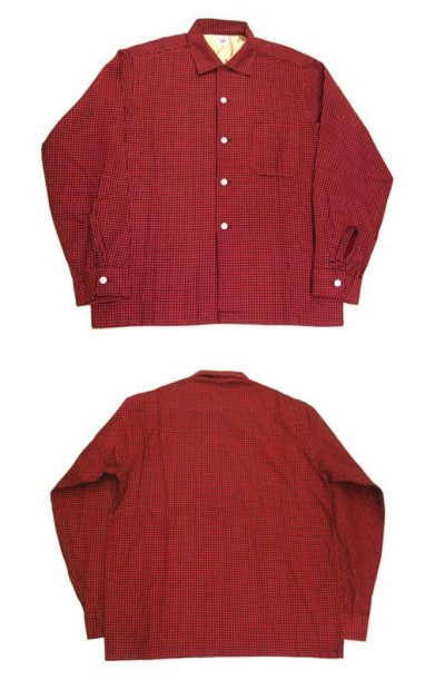 画像1: 1950's~ "Fruit of the Loom" Hound's tooth Flannel Box Shirts DEAD STOCK　RED　size M (表記 M 15 - 15 1/2)