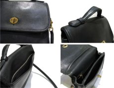 画像3: 1980-90's OLD COACH Leather Shoulder Bag with Handle　BLACK　 made in USA (3)
