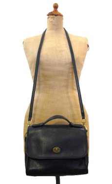 画像1: 1980-90's OLD COACH Leather Shoulder Bag with Handle　BLACK　 made in USA (1)