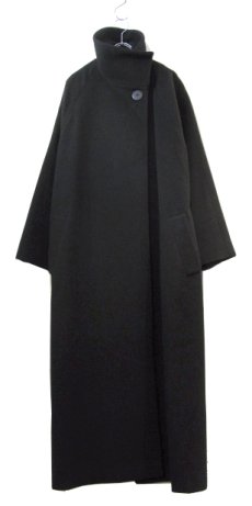 画像1: 1980's~ Christian Dior Melton Wool Design Long Coat　BLACK　size M - L (表記 6) (1)