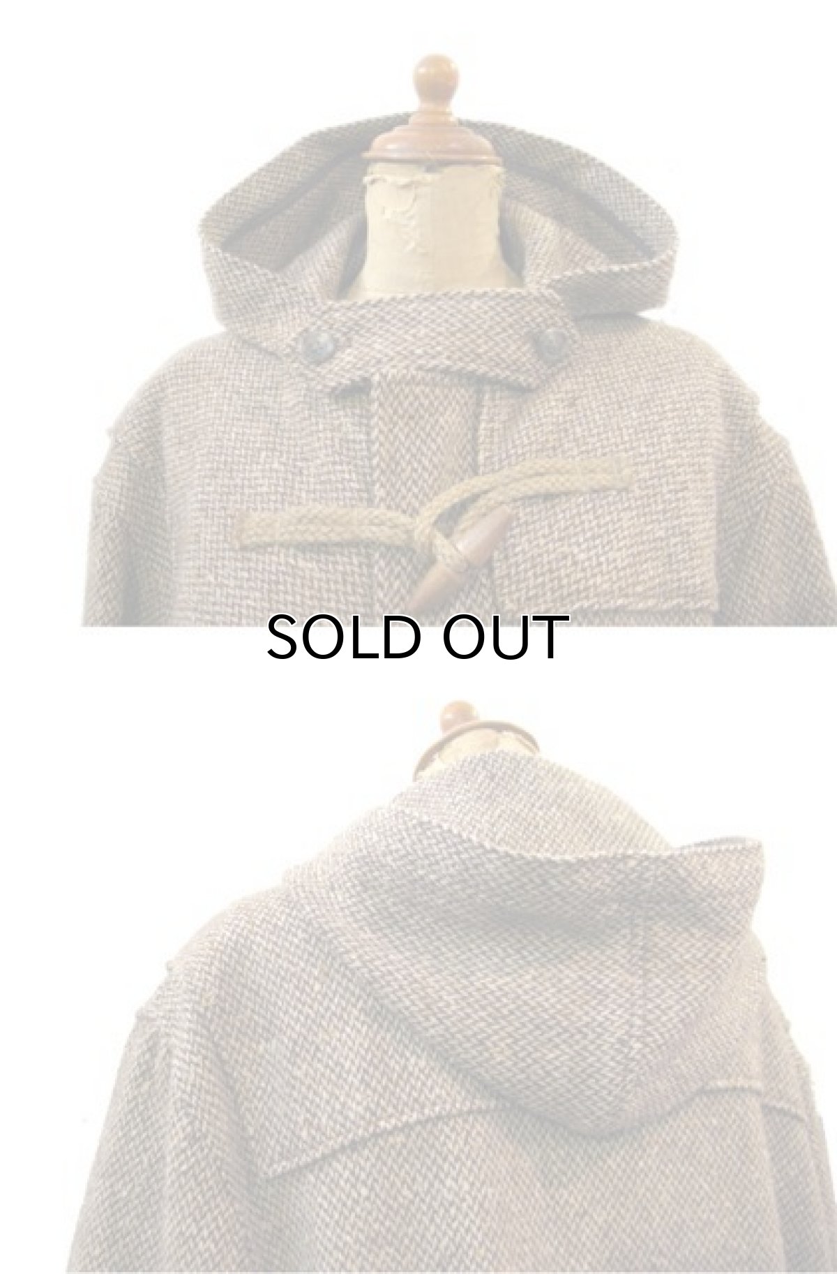 画像4: POLO SPORT Tweed Wool Duffle Coat BROWN size M - L (表記 M) (4)