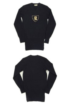 画像2: 1950's "Criterion" Lettered Wool Sweater　BLACK　size S (表記 不明) (2)