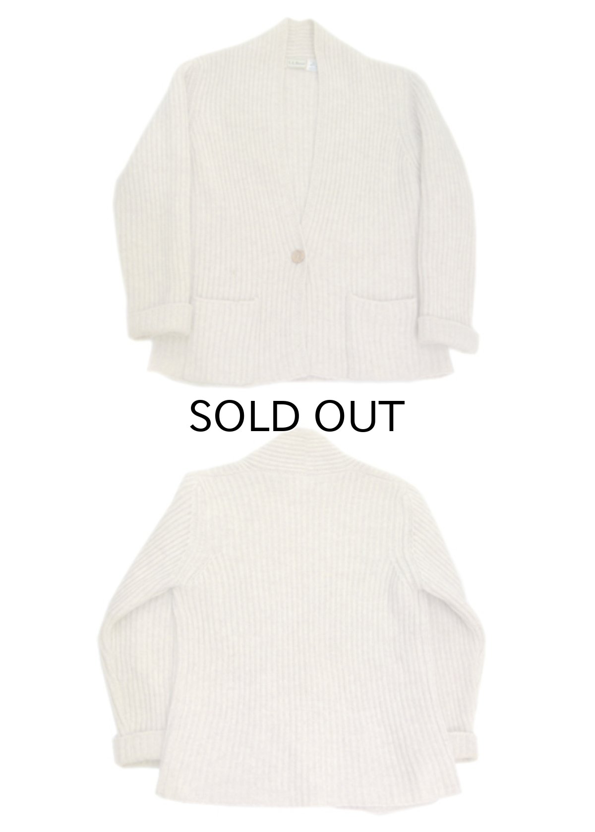 画像2: 1980's~ "L.L.Bean" Shetland Wool Cardigan　NATURAL　size M - L (表記 M) (2)