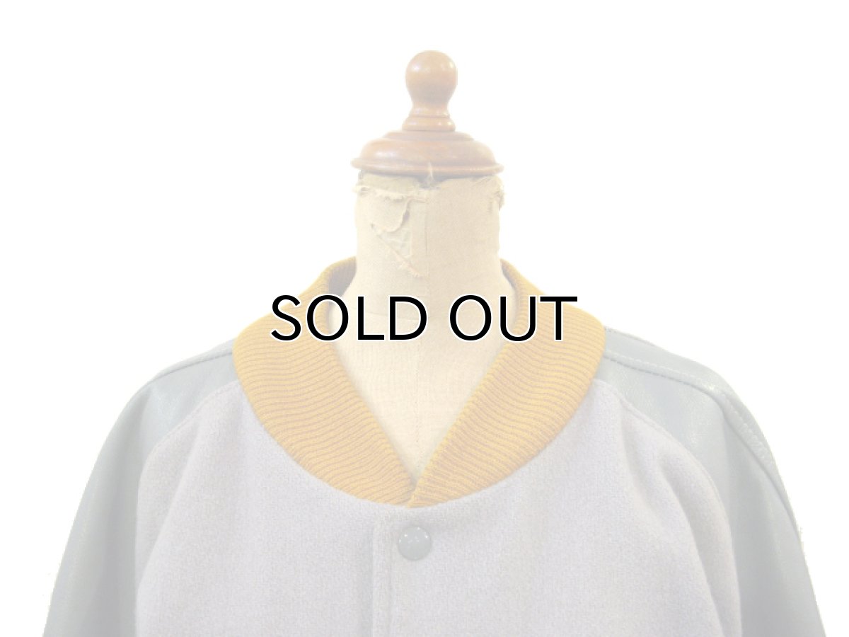 画像2: 1960's "LASLY KNITTING Co." Melton / Leather Sleeve Stadium Jacket　Grey / Mustard　size Free (44) (2)