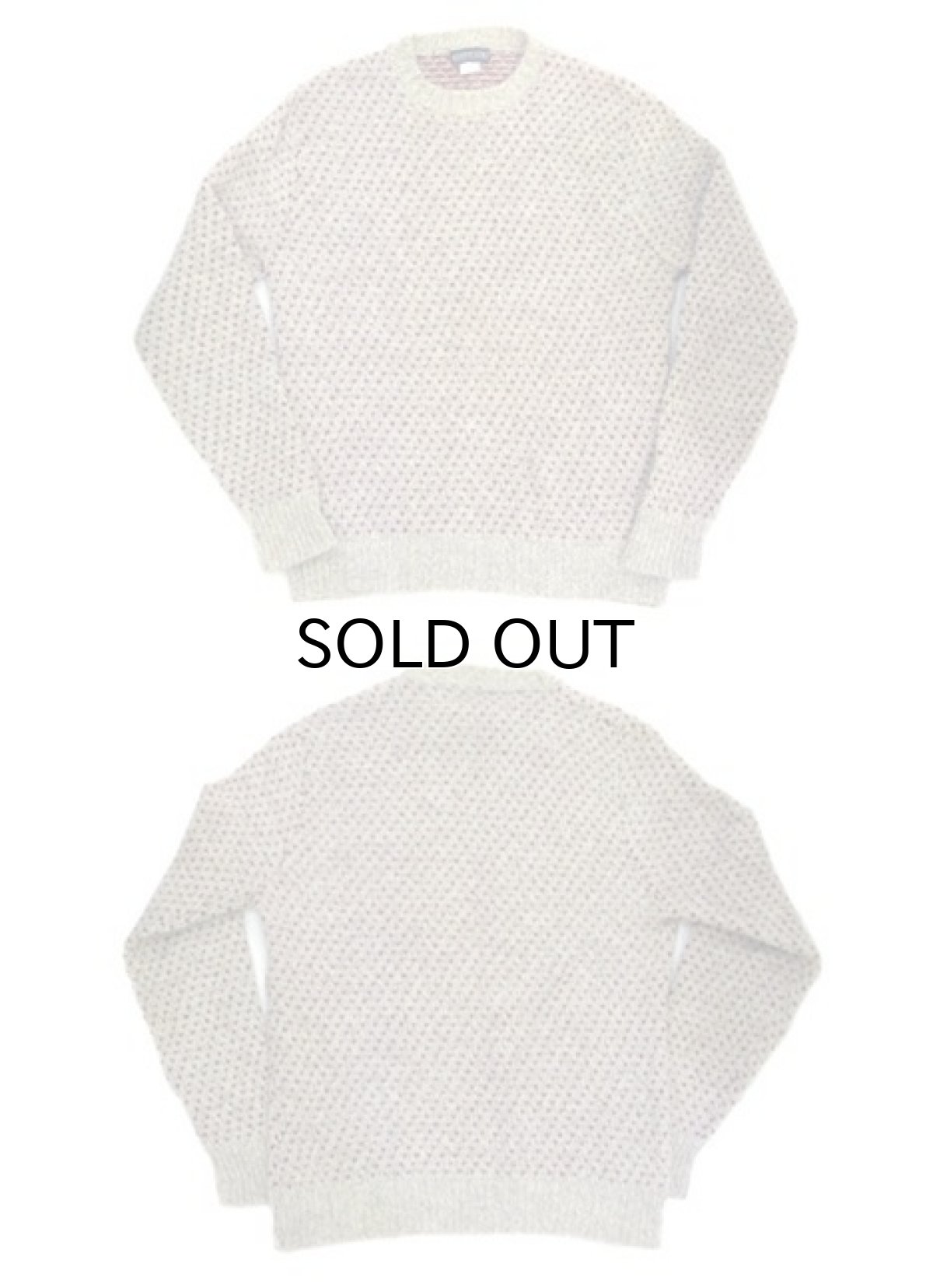 画像3: 1980's "LAND END" Bird's-eye Wool Sweater Beige / Burgundy size S - M (表記 M) (3)