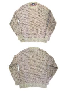 画像3: 1980's "LAND END" Bird's-eye Wool Sweater　Beige / Burgundy　size S - M (表記 M) (3)