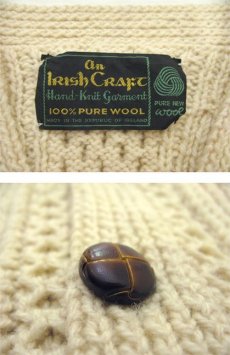 画像3: 1970's~ "IRISH CRAFT" Fisherman's Sweater (Cardigan) -made in IRELAND-　NATURAL　size M - L (表記 なし) (3)