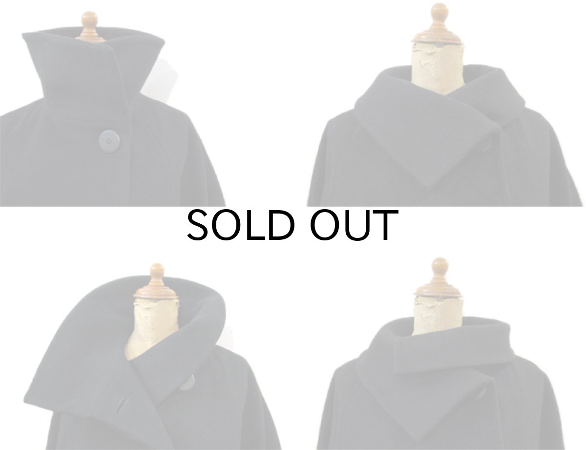 画像3: 1980's~ Christian Dior Melton Wool Design Long Coat　BLACK　size M - L (表記 6) (3)