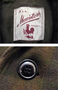 画像4: 1960's "Macintosh" Melton Wool Single Coat　OLIVE / BROWN / BLACK　size M - L (表記 不明) (4)