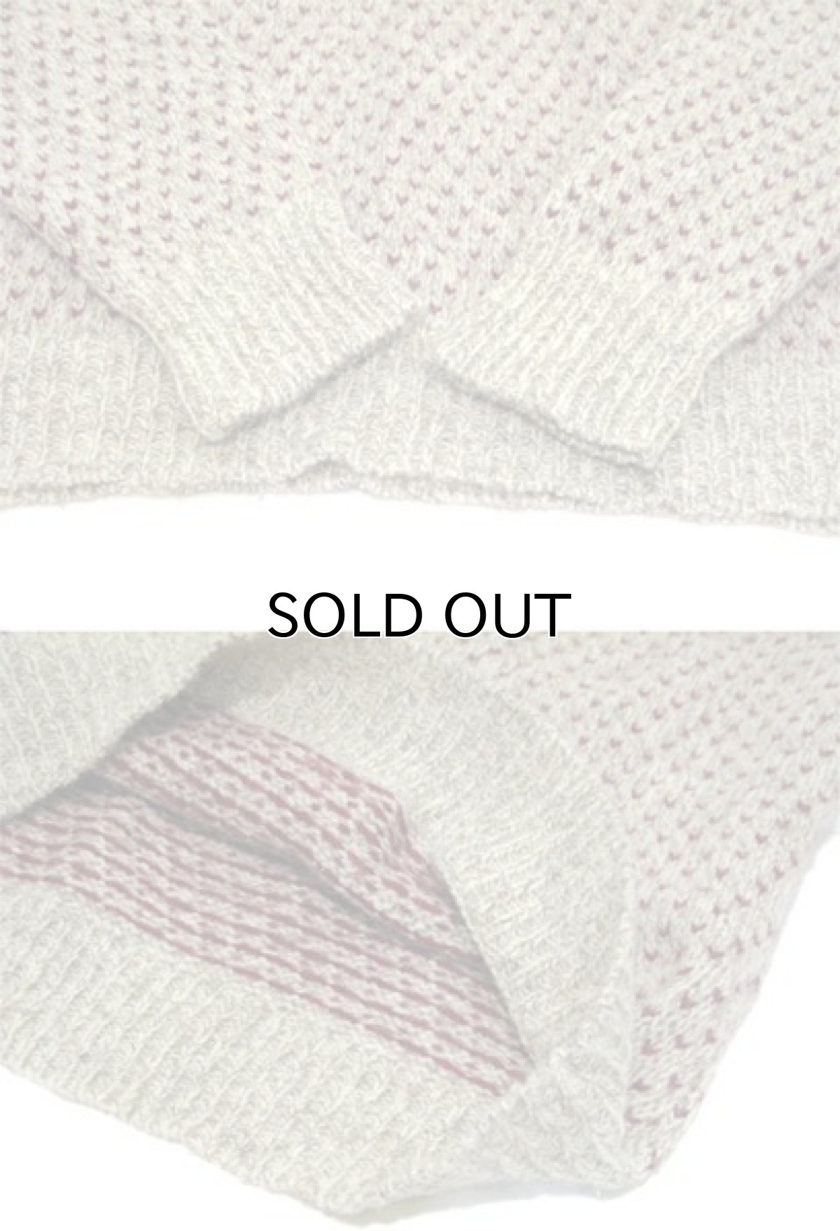 画像5: 1980's "LAND END" Bird's-eye Wool Sweater Beige / Burgundy size S - M (表記 M) (5)