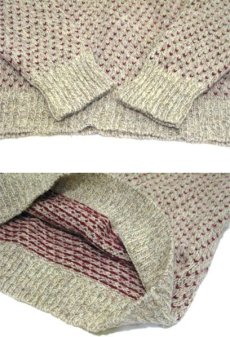 画像5: 1980's "LAND END" Bird's-eye Wool Sweater　Beige / Burgundy　size S - M (表記 M) (5)