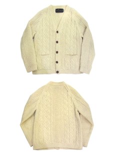 画像2: 1970's~ "IRISH CRAFT" Fisherman's Sweater (Cardigan) -made in IRELAND-　NATURAL　size M - L (表記 なし) (2)